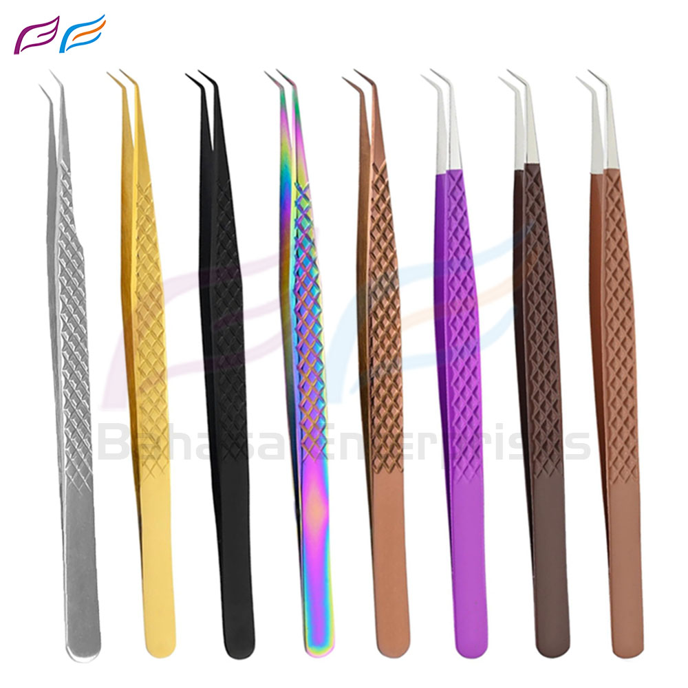 Slim Diamond Print 45 Degree Tweezers